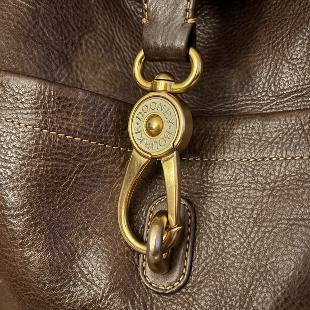 Dooney & Bourke Elephant Brown Florentine Leather Logo Lock Tote Bag